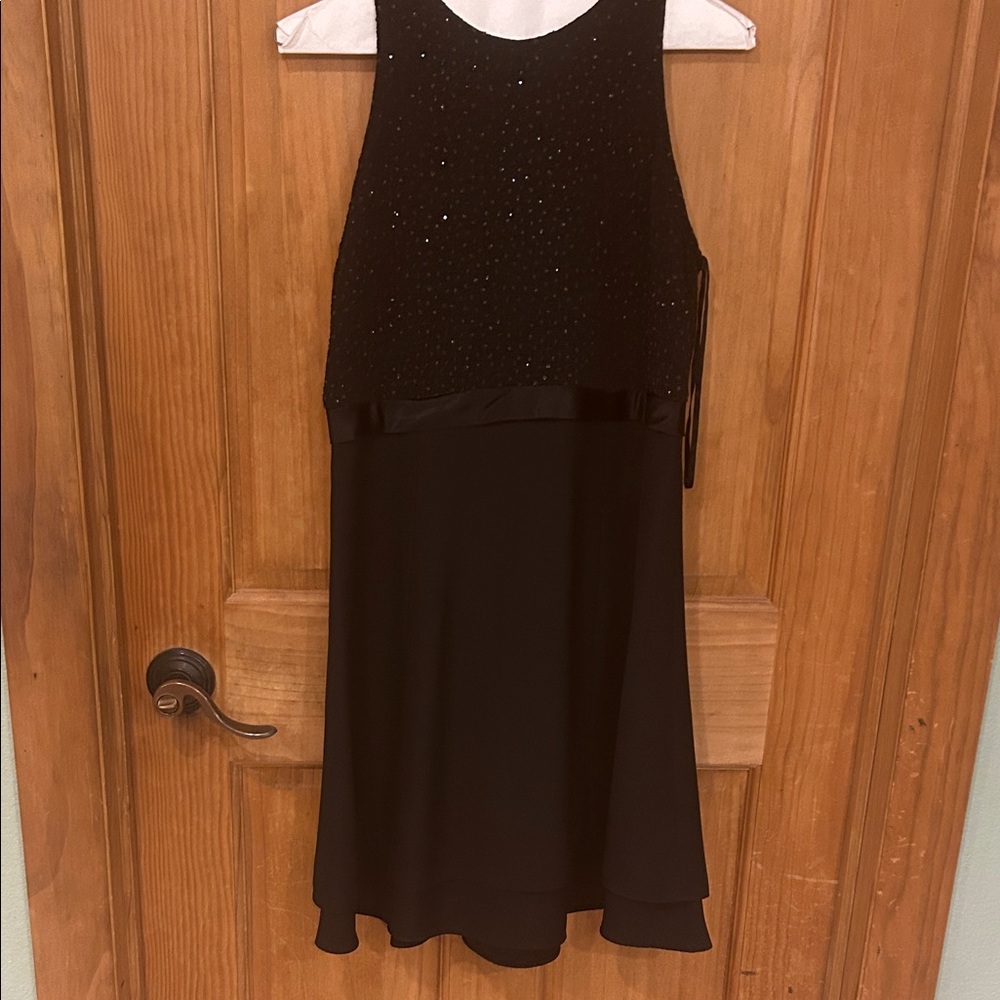 Black Sleeveless Mini Dress with Sparkle Bodice